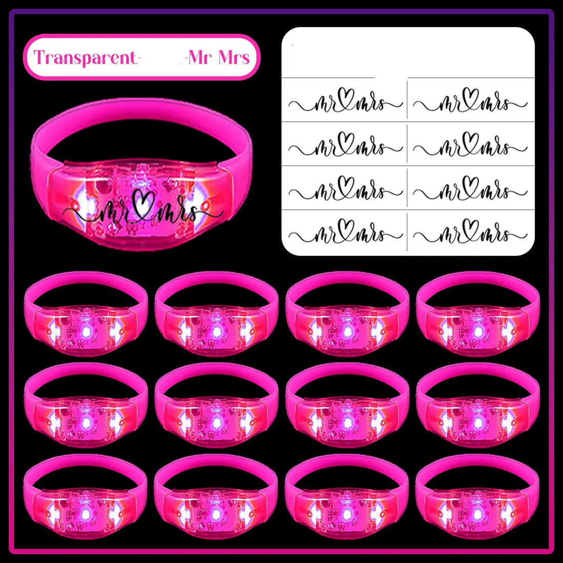 Lot de Bracelets Roses Lumineux Mariage féerique
