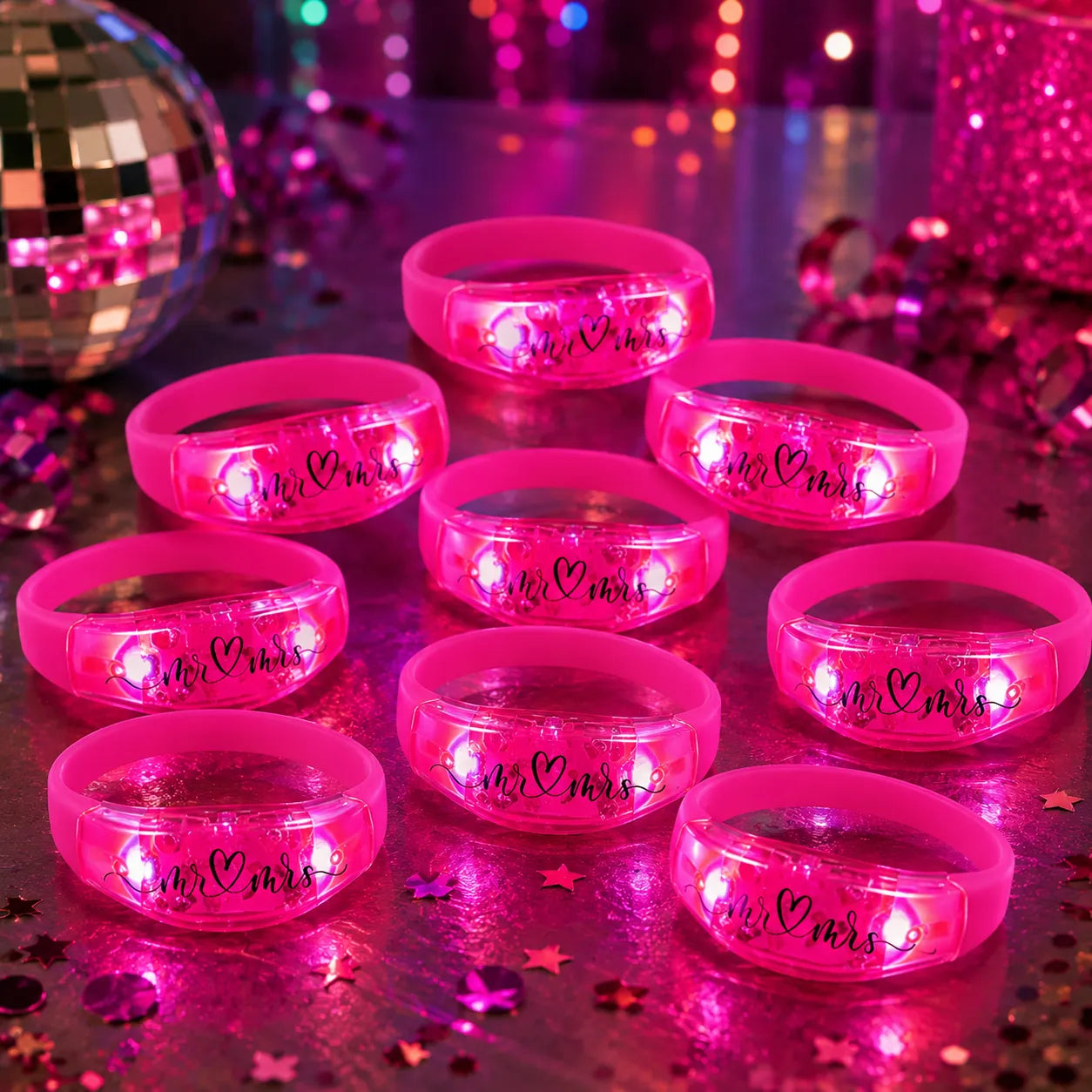 Lot de Bracelets Roses Lumineux Mariage romantique
