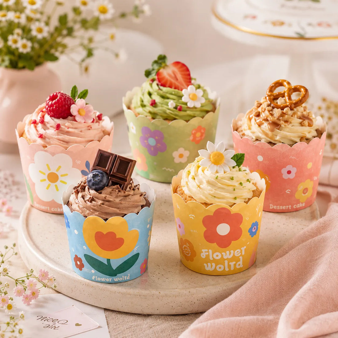 Lot de Caissettes à muffin Fleur 