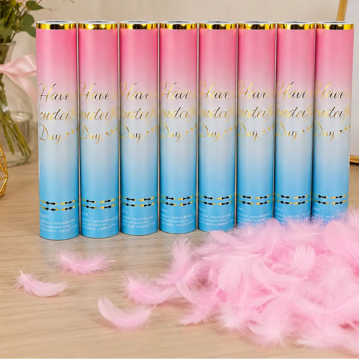 Lot de Canons à Confettis Plumes Roses