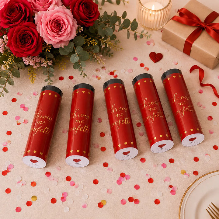 Lot de Canons à Confettis Rouges