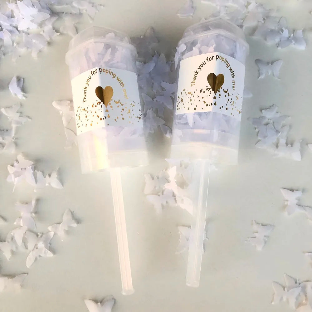 Lot de Lanceurs à Confettis Papillons Blancs Moderne
