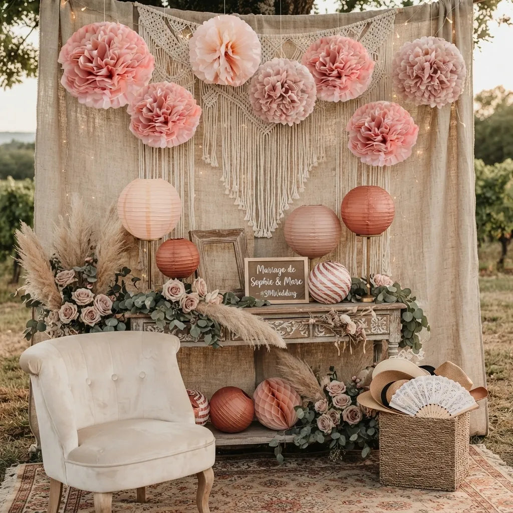Lot de Lanternes Décoratives Aux Nuances Rose Minimaliste