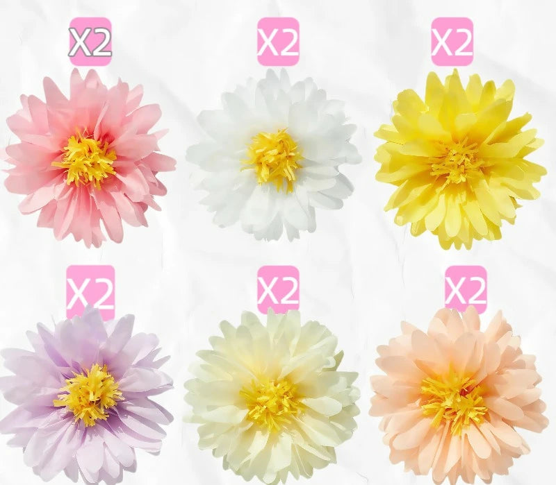 Lot de Pompons Fleurs 12 Pièces