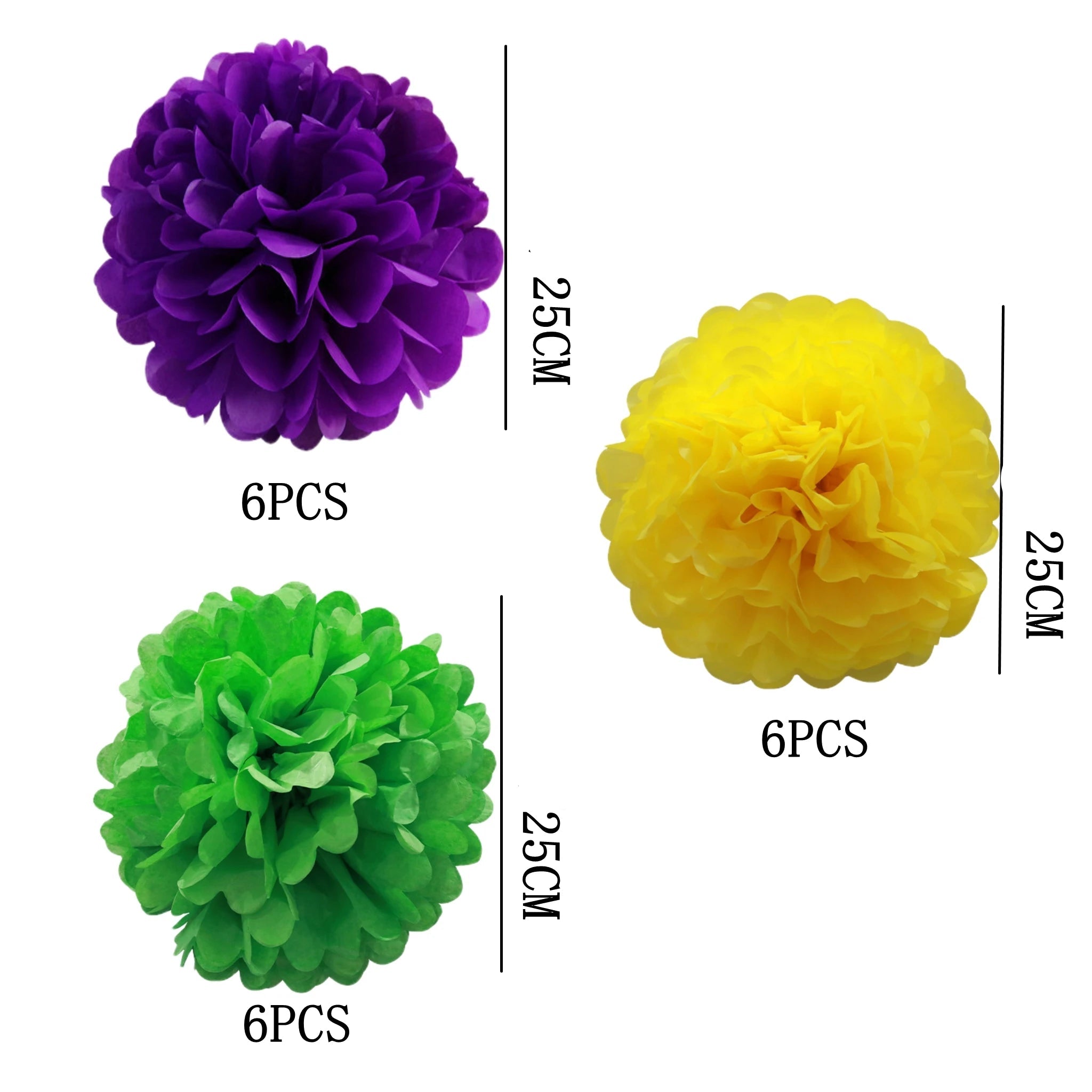 Lot de Pompons en Papier Festifs Diamètre