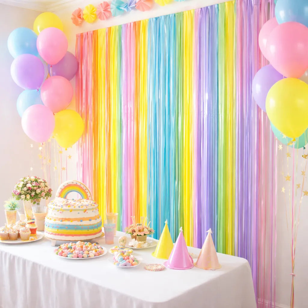 Lot de Rideaux à Franges Pastel Elégant Festive