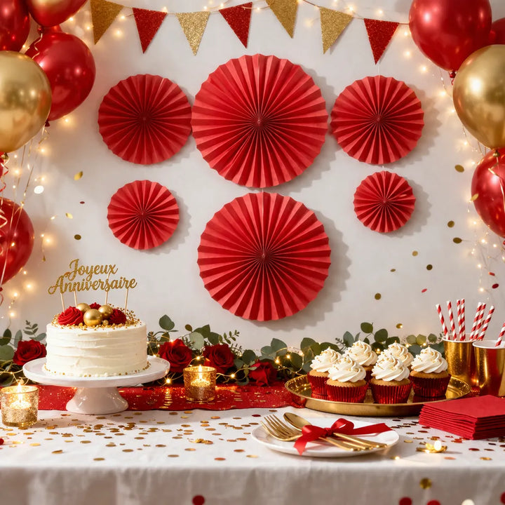 Lot de Rosaces Rouges Décoratifs