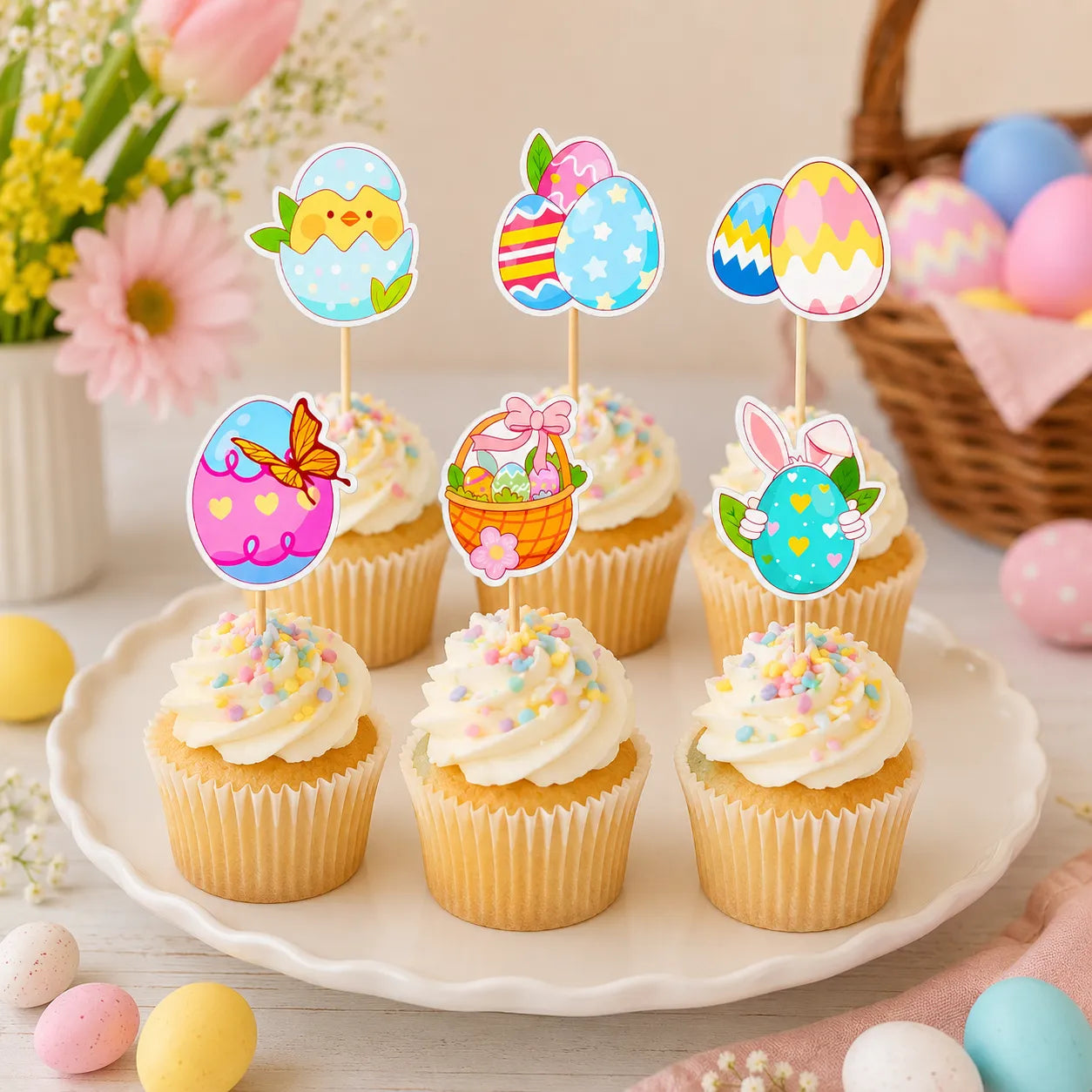 Lot de Toppers Colorés Pâques Durable