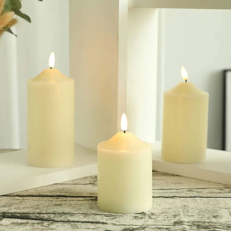 Lot de Trois Bougies Mariage Led raffiné