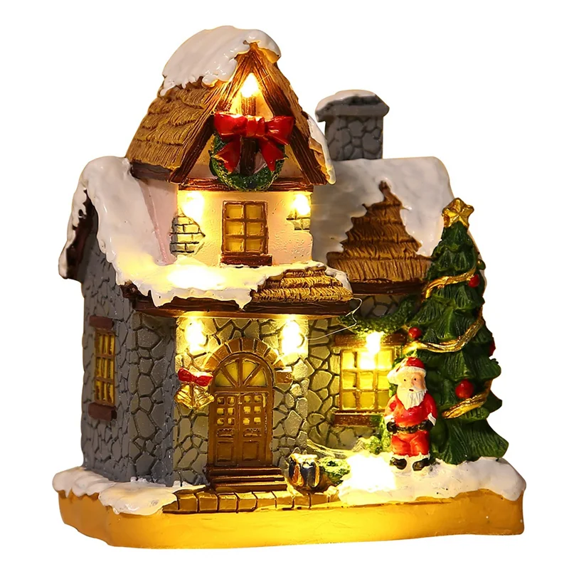 Maison Village de Noël Lumineuse en Résine 