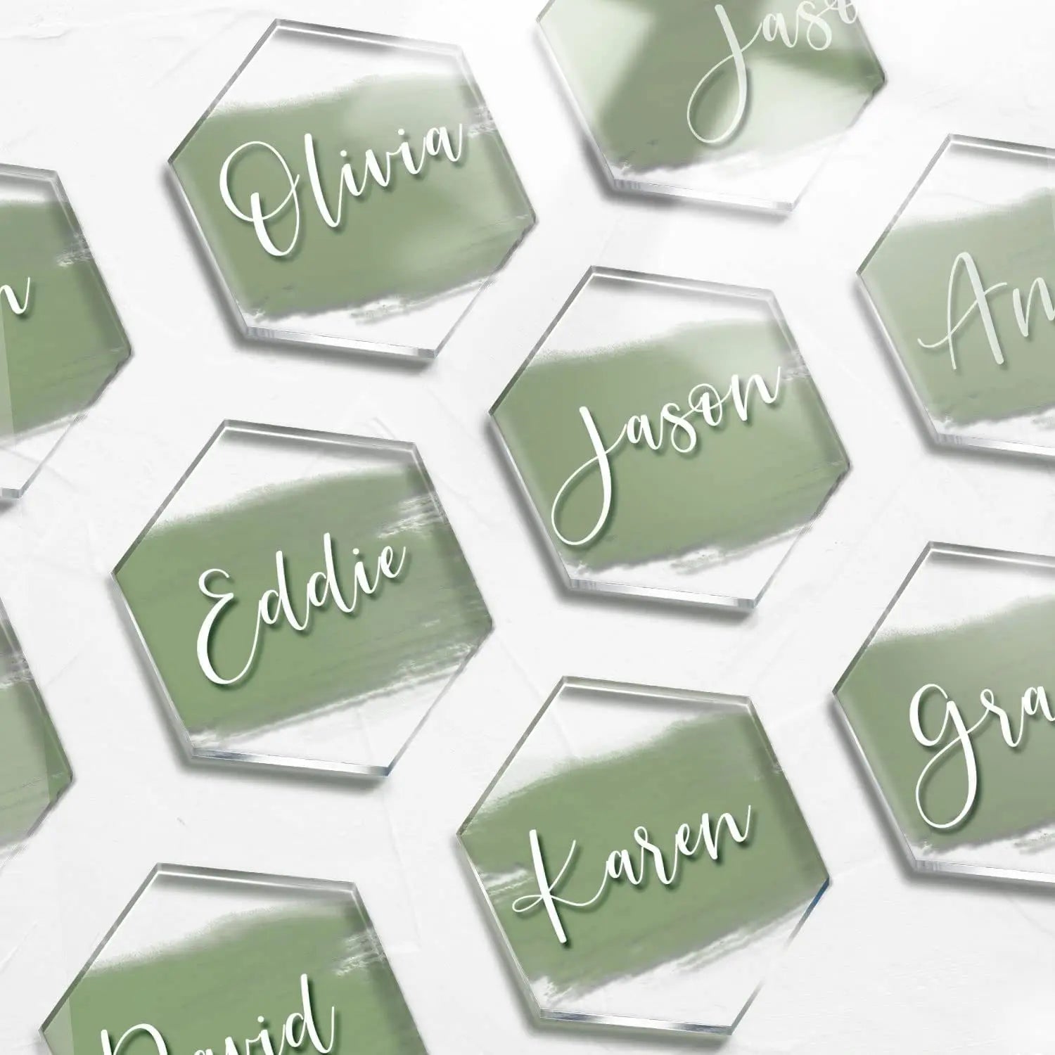 Marque Place Mariage Hexagonal en Acrylique Original