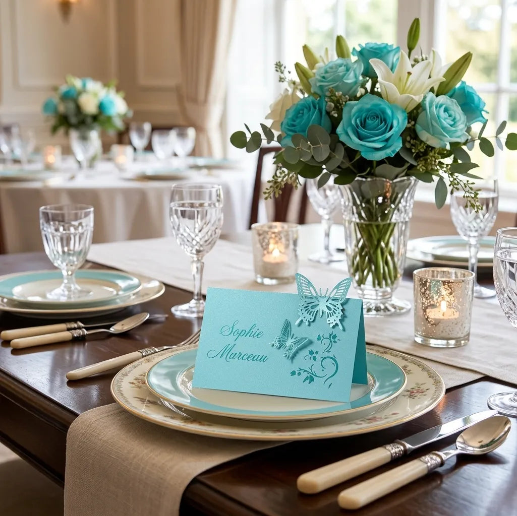 Marque Place Mariage Papillon Bleu Unique