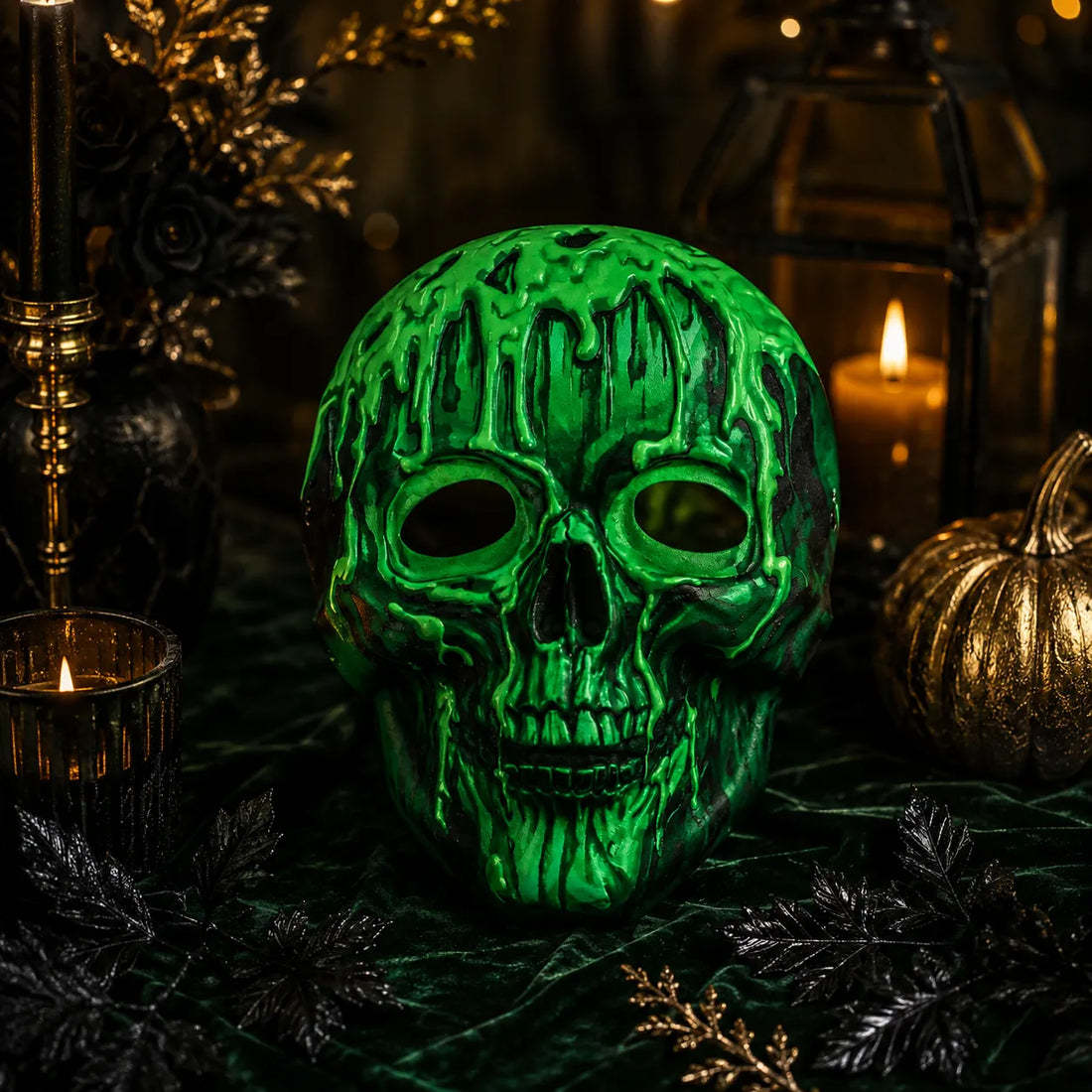 Masque Squelette Vert Fluorescent effrayant