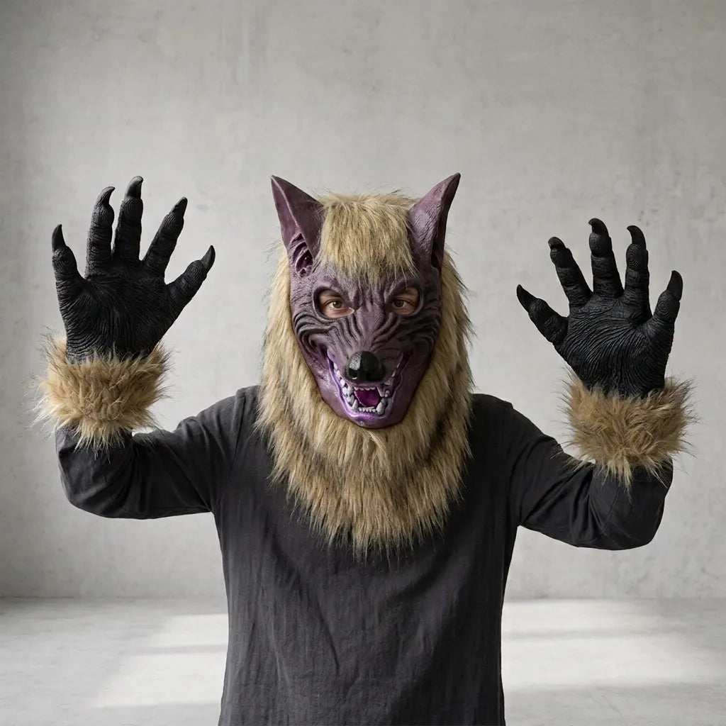 Masque et Gants de Loup Halloween Unique