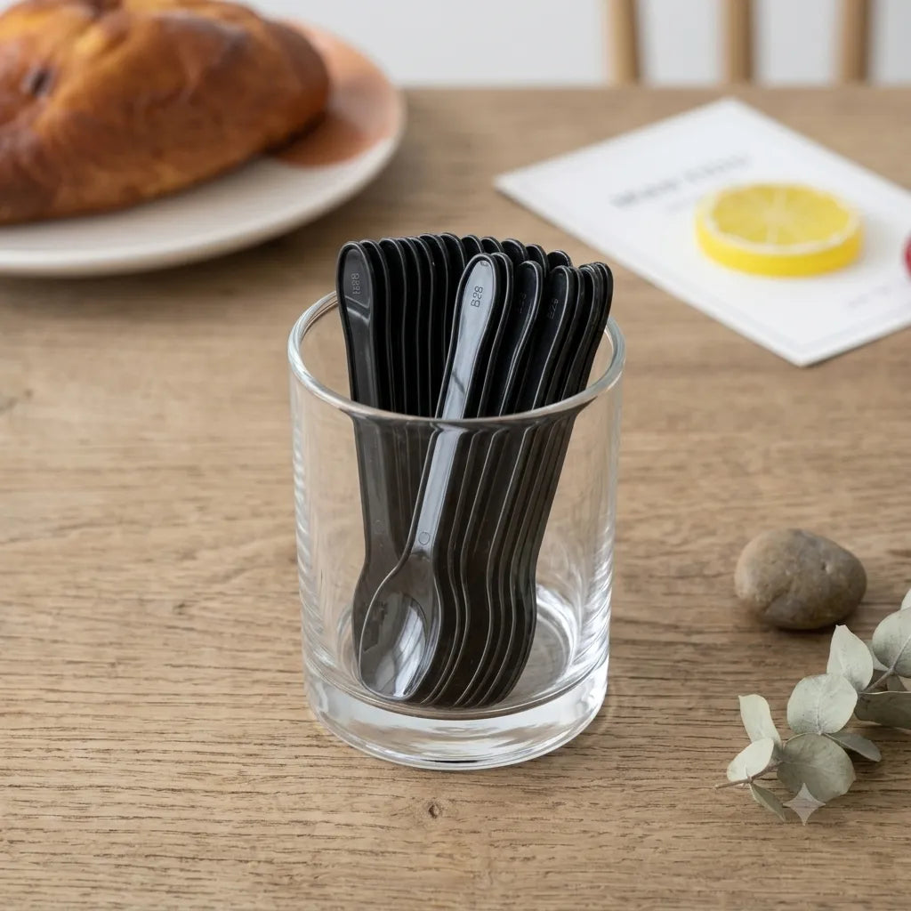 Mini Cuillère à Glace Jetable Noire Unique