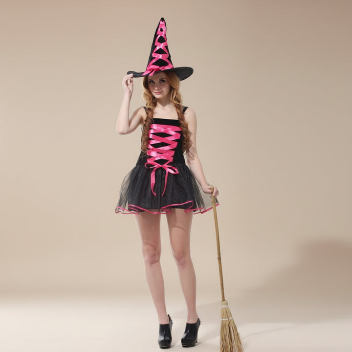 Mini Robe de Sorcière à Dentelle avec Chapeau