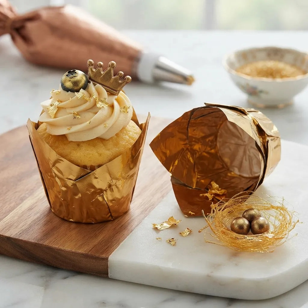 Moule à Muffin Papier Doré Brillant