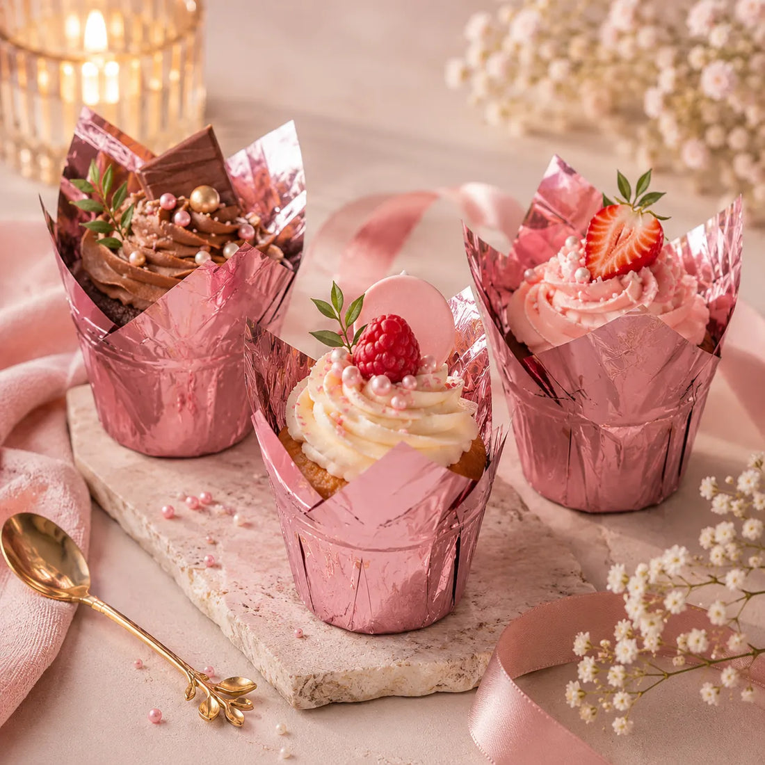 Moule à Muffin Papier Rose Gold