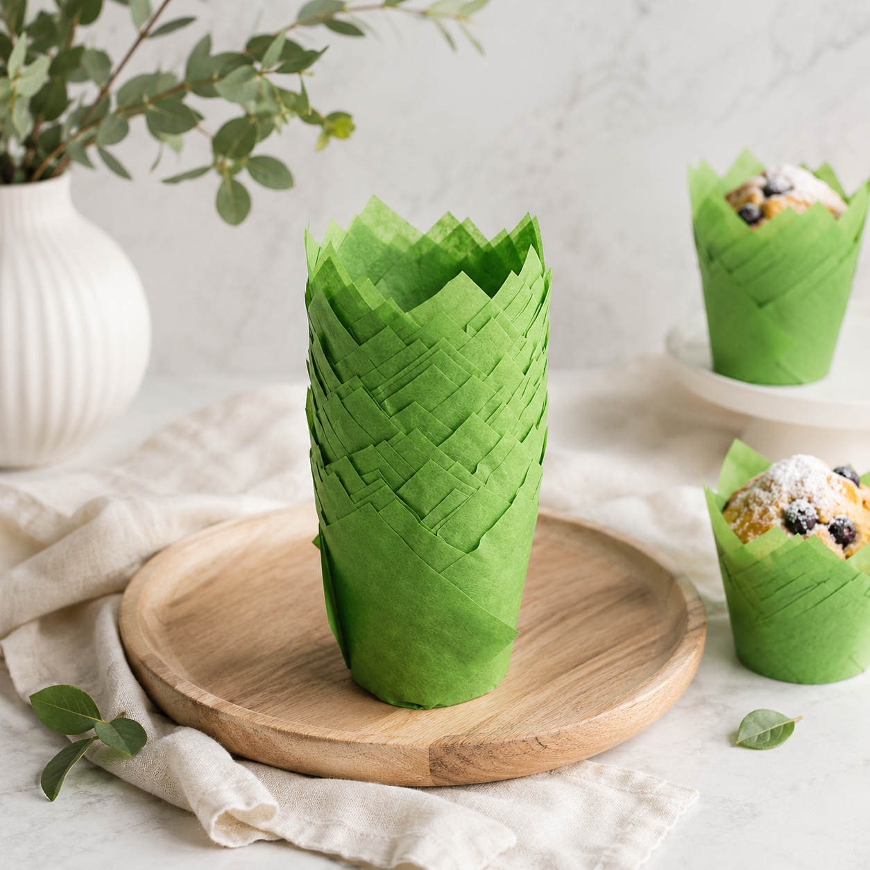 Moule à Muffin en Papier Vert Design