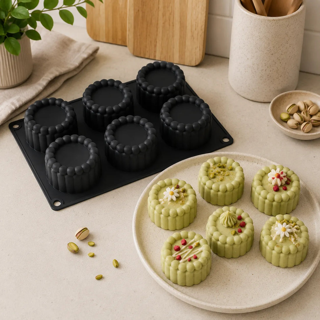 Moule Noir en Silicone à Petits Gâteaux