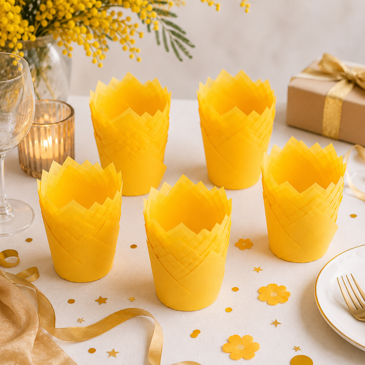 Moule Pour Muffin Jaune en Papier Harmonieux