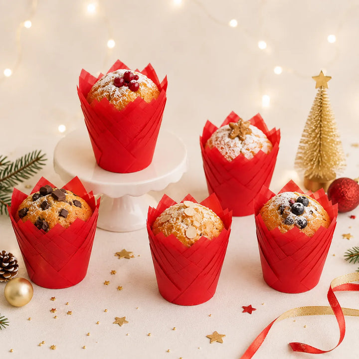 Moule en Papier Rouge Muffins 