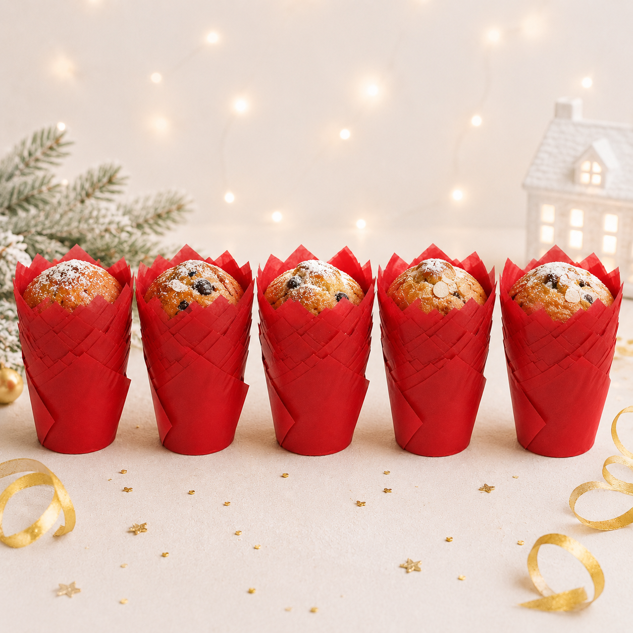 Moule en Papier Rouge Muffins Glamour