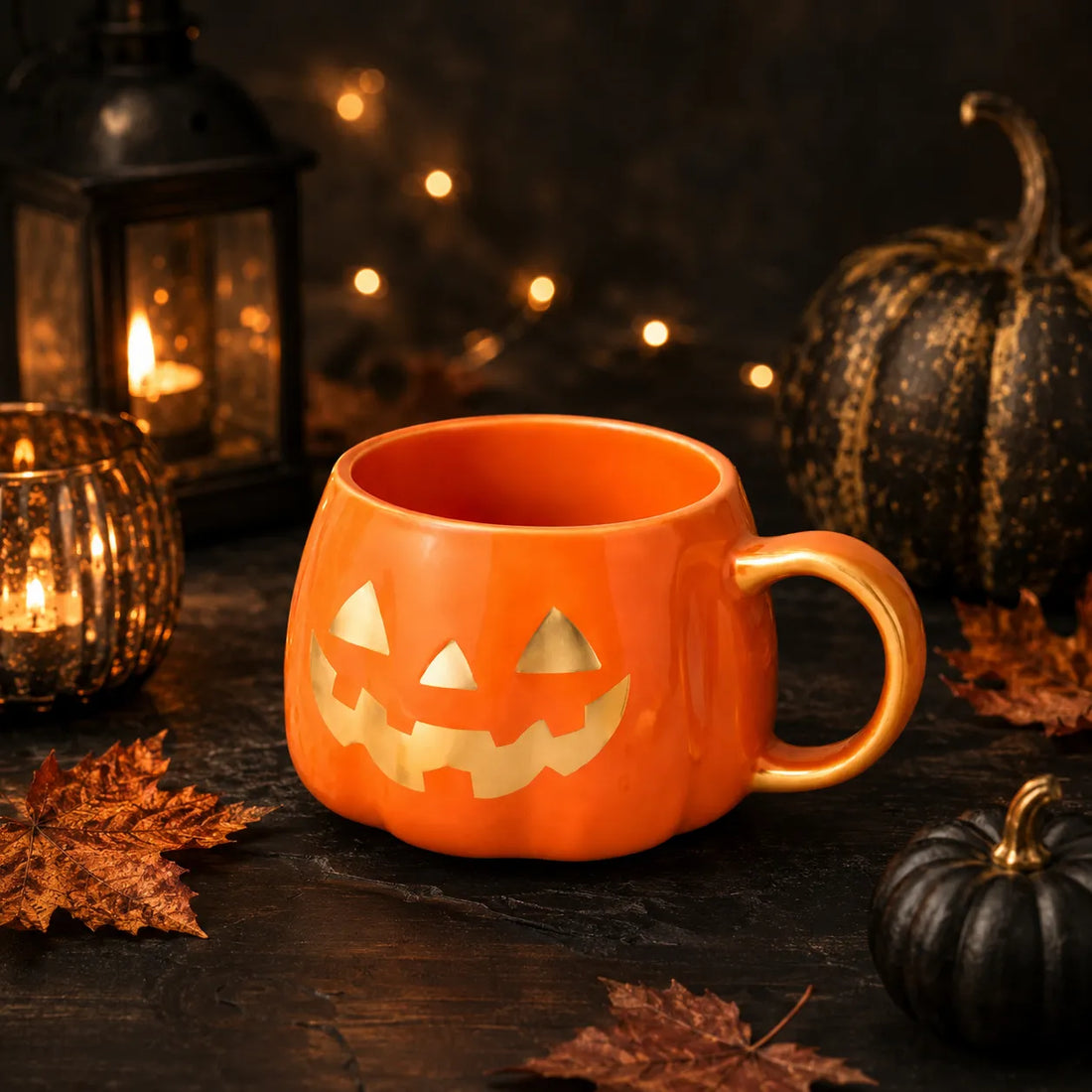Mug Citrouille Orange et Doré chic