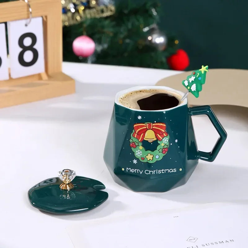 Mug Moderne à Couvercle Vert de Noël  Stylé