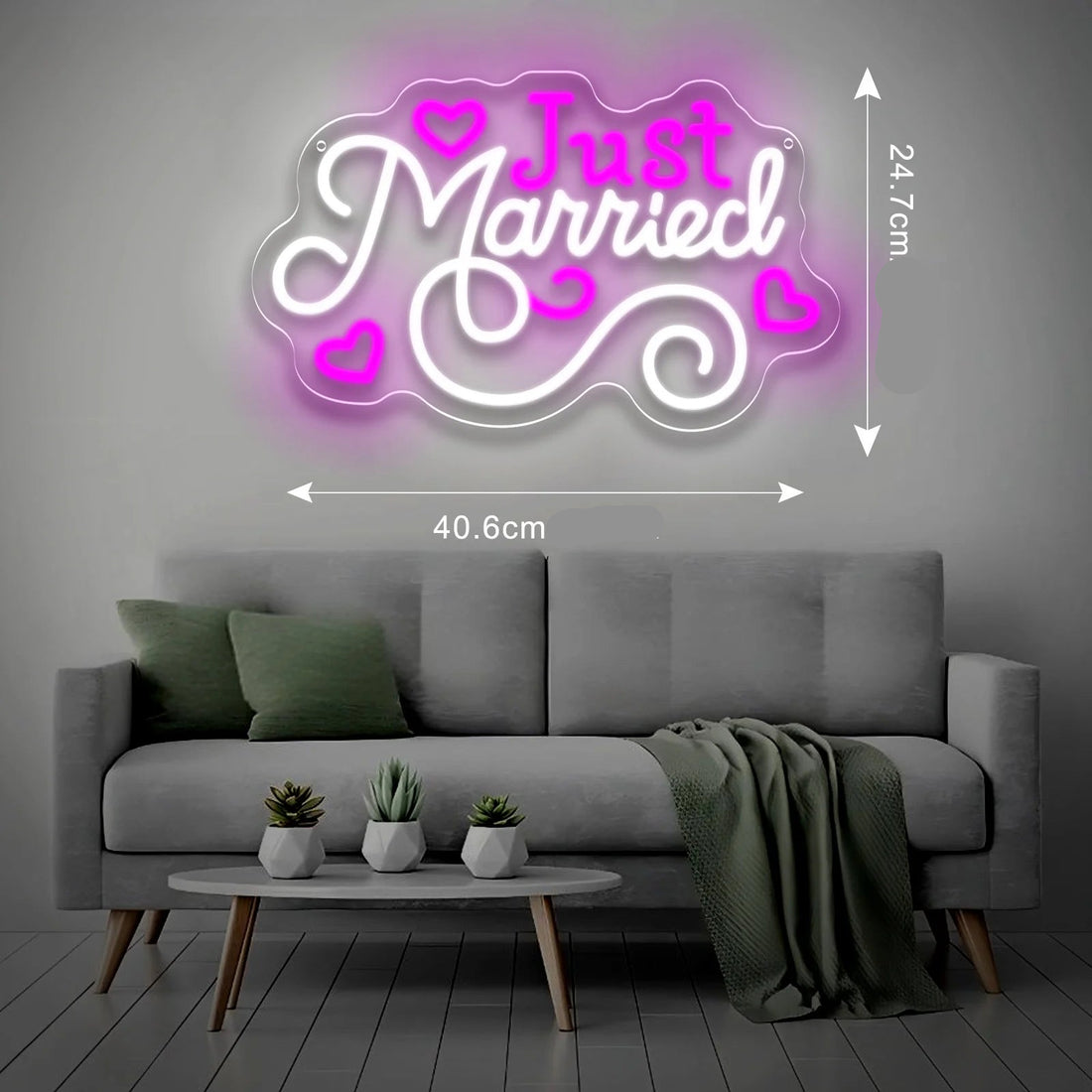 Néon Just Married Coloré Détails