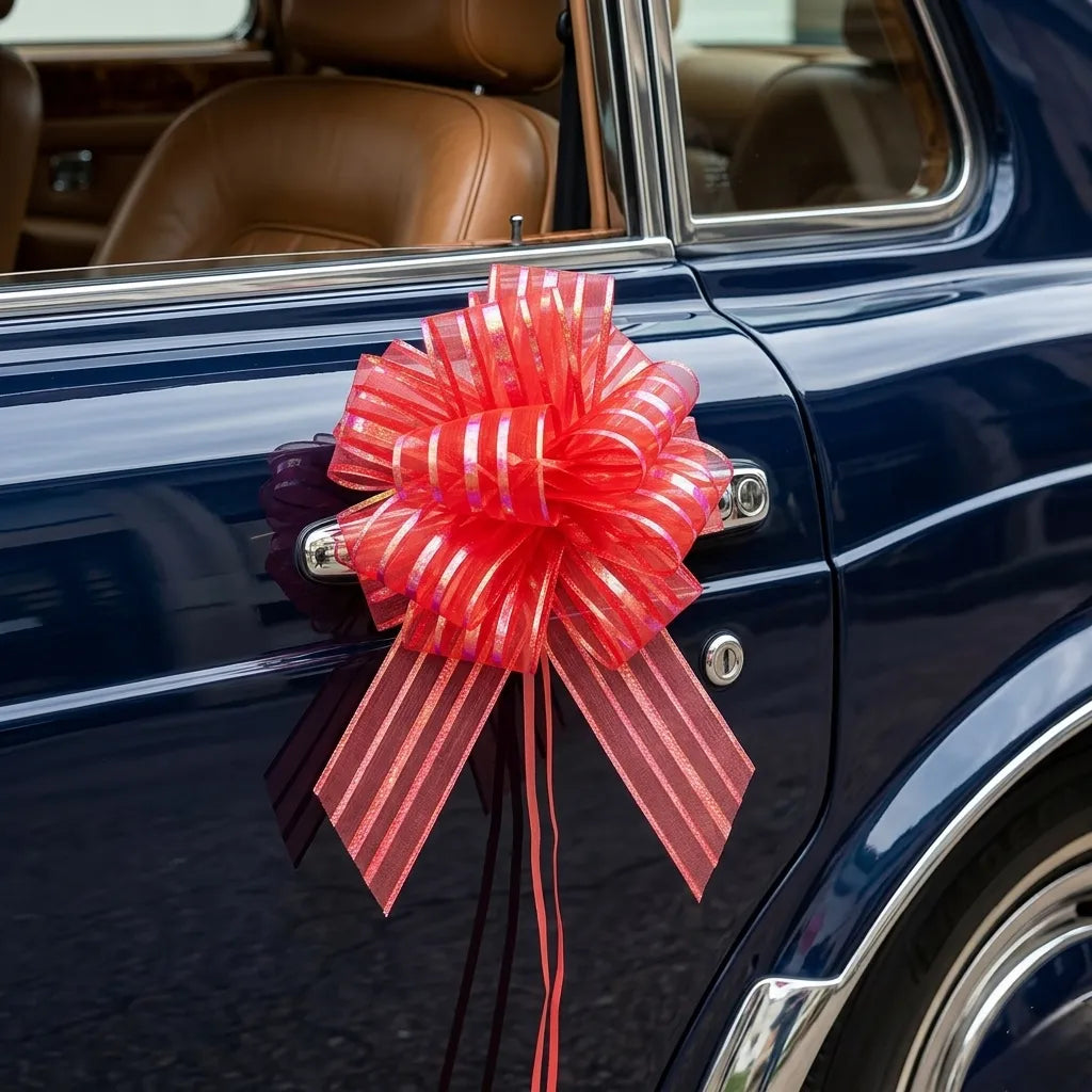 Nœud Déco Voiture Rouge Brillant Chic