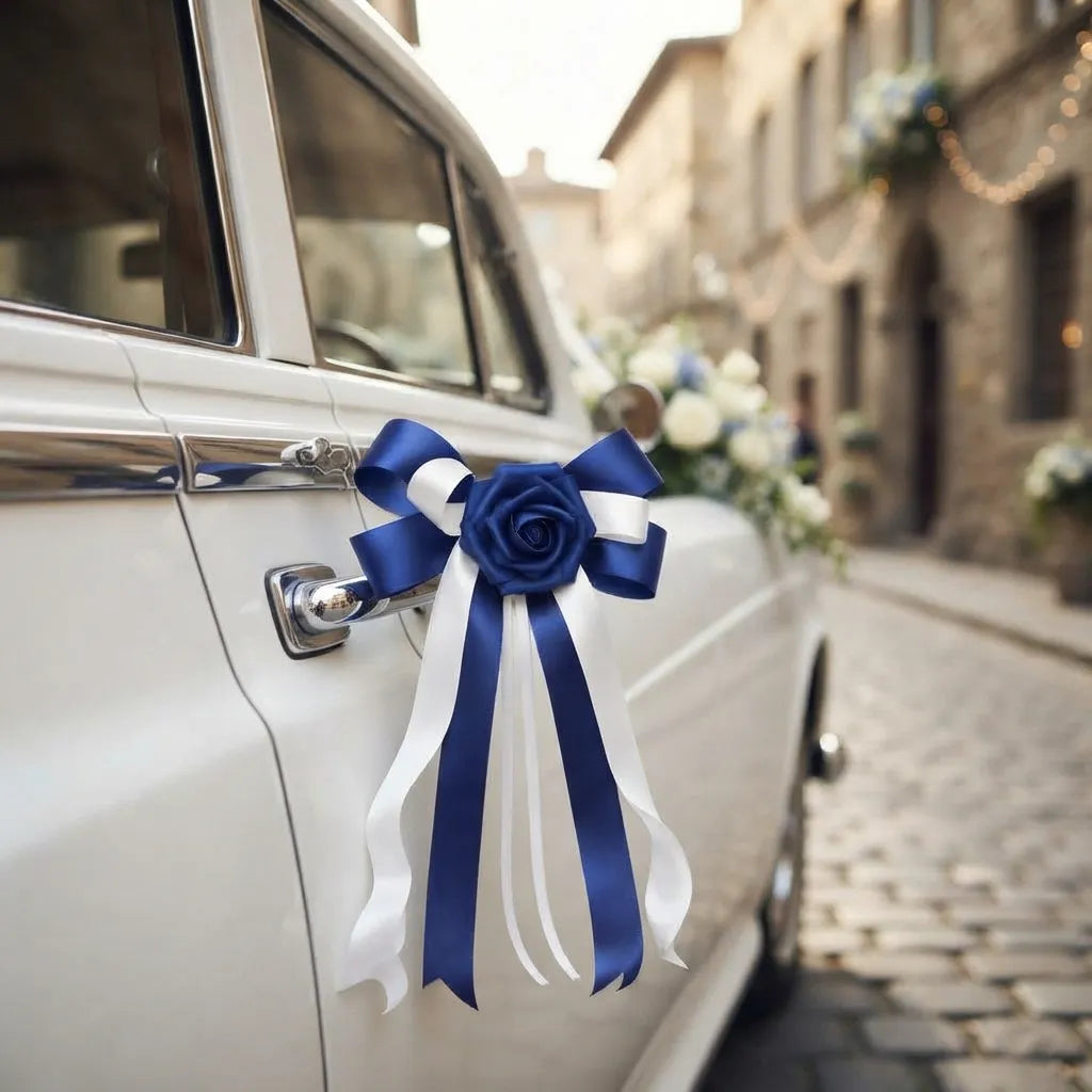 Nœud Décoratif Voiture Bleu Minimaliste