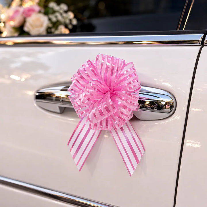Nœud Rose Raffiné Pour Voiture Mariage