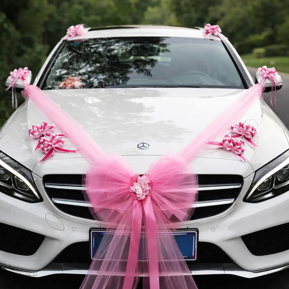 Nœud Rose à Ruban pour Voiture Mariage