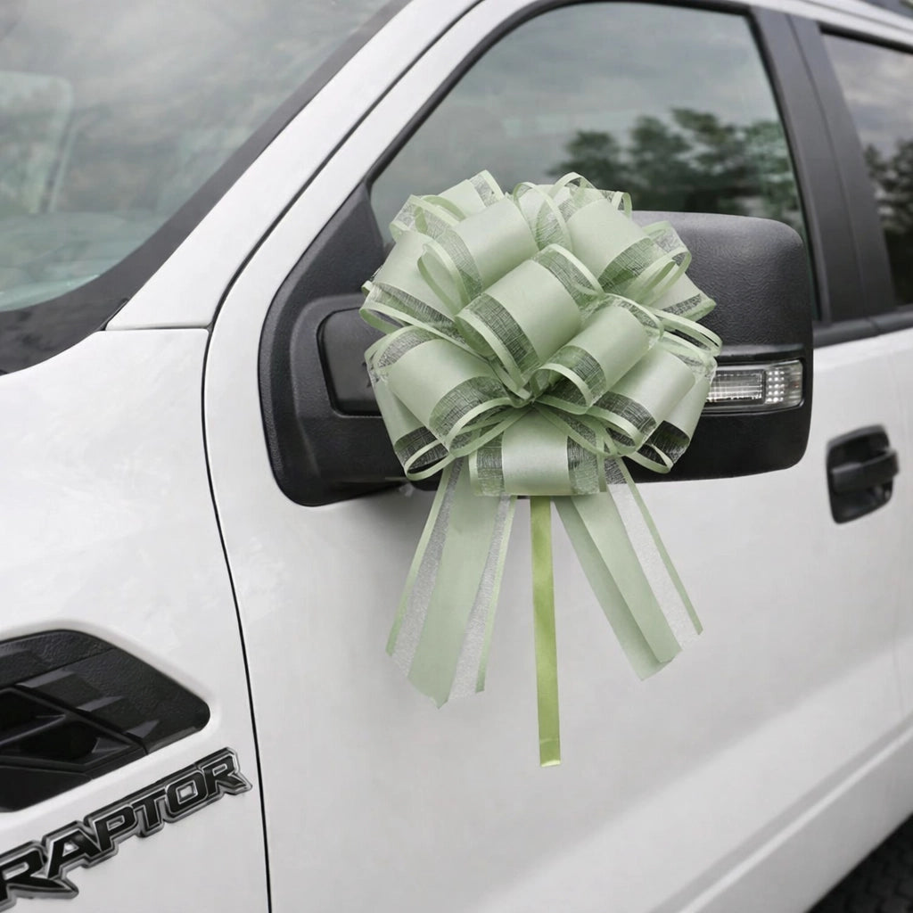 Nœud à Tirer Vert Sauge Déco Voiture