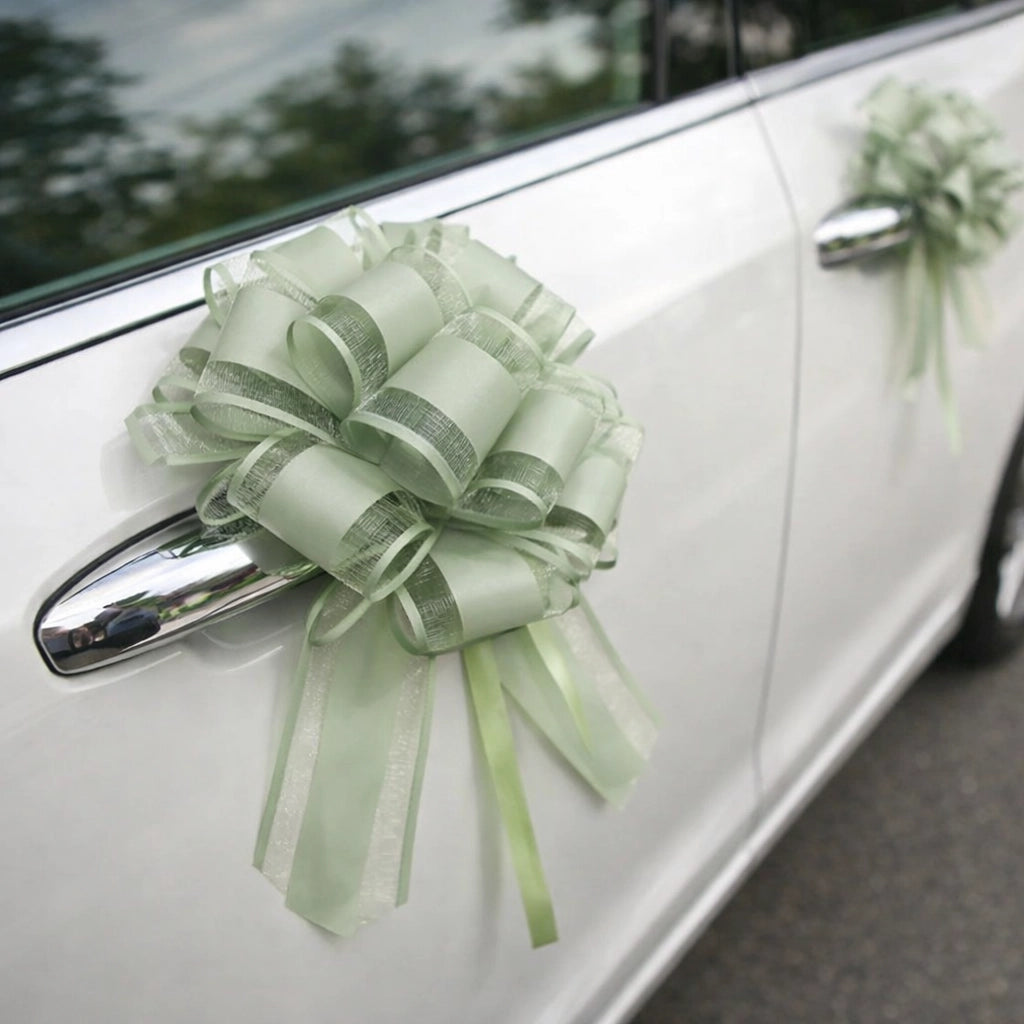 Nœud à Tirer Vert Sauge Déco Voiture