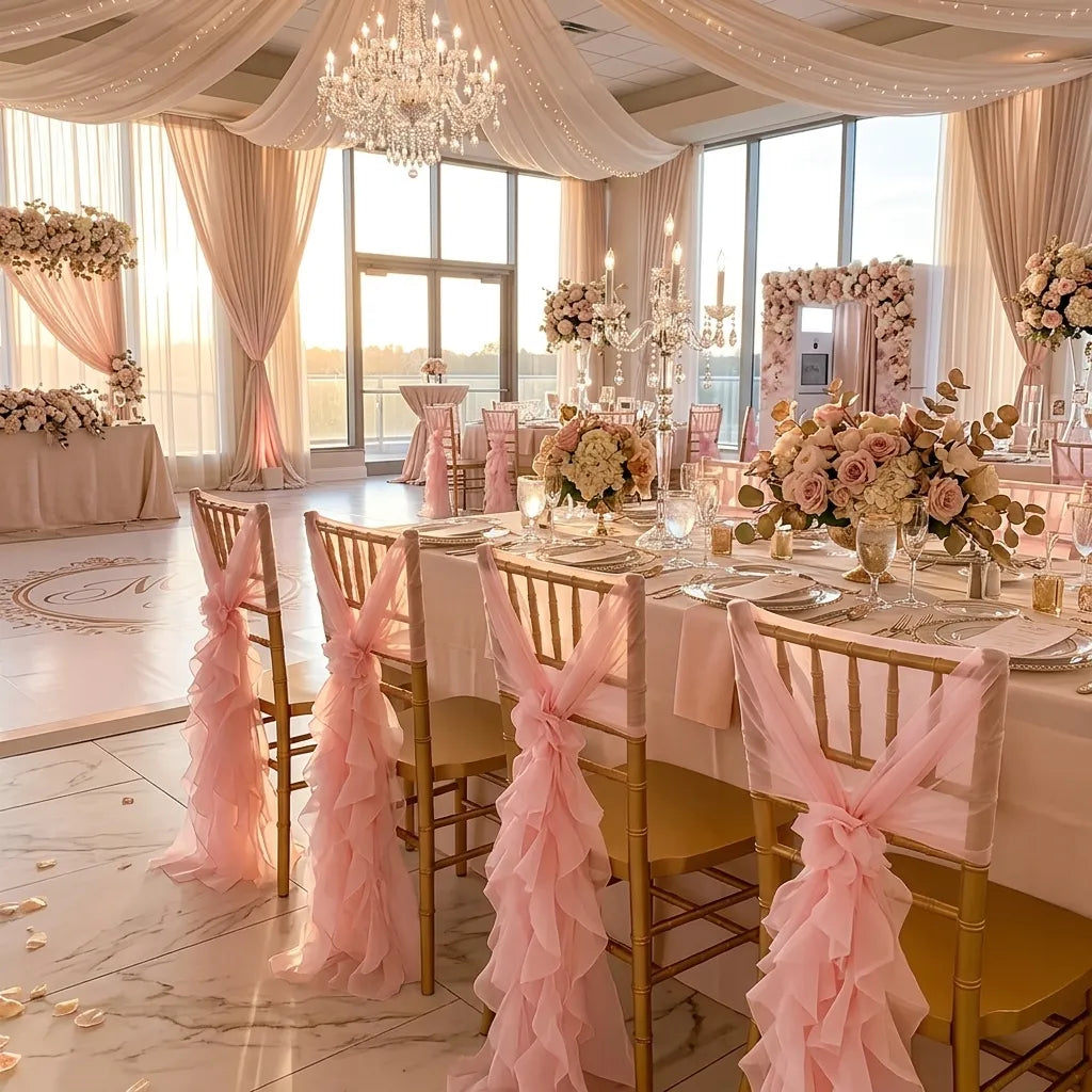 Nœud de Chaise Mariage Rose Elégant Design Elégant
