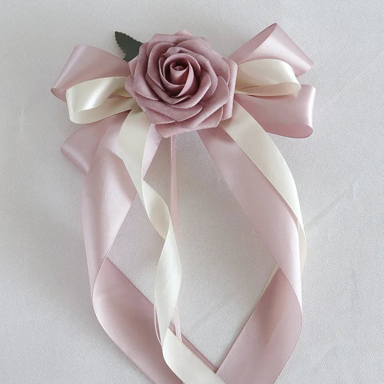 Nœud de Ruban à Rose pour Voiture Mariage glamour