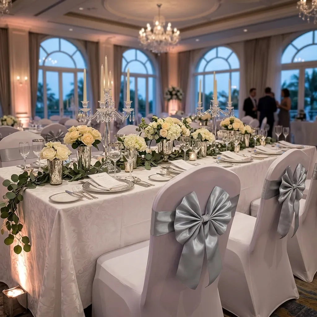 Nœud pour Déco Chaise Mariage Argenté Unique