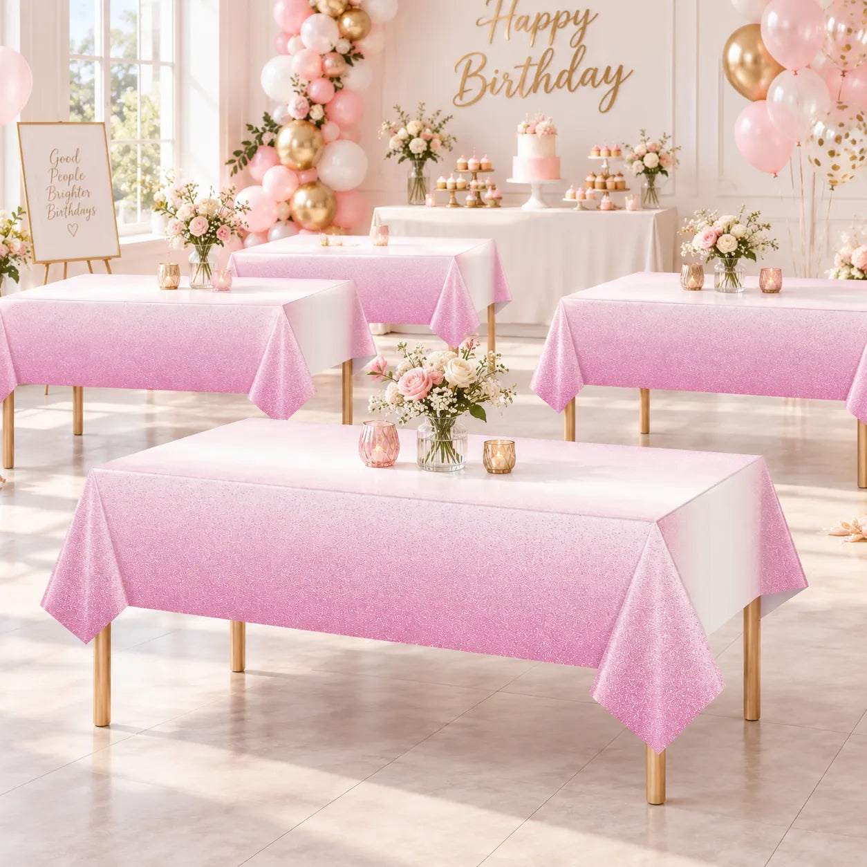Nappe Anniversaire Dégradé Rose Classe