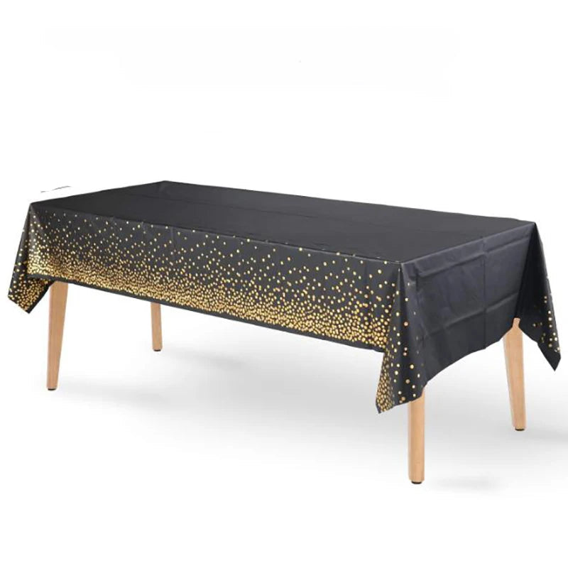 Nappe Anniversaire Noir et Doré Raffinée Design