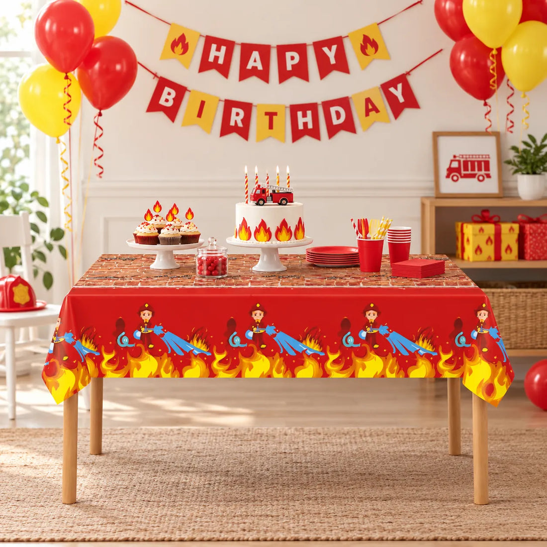 Nappe Anniversaire Pompier Belle