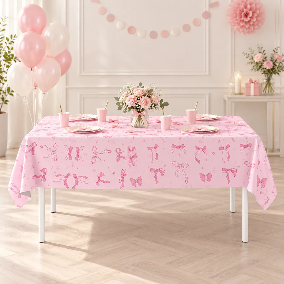 Nappe Anniversaire Rose à Nœuds