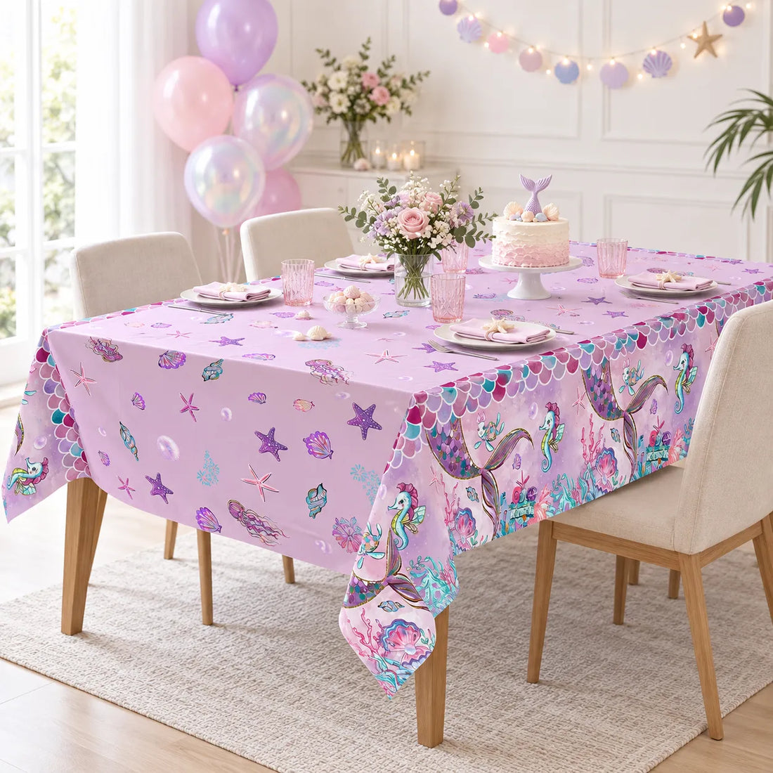 Nappe Anniversaire Violette Sirène Belle