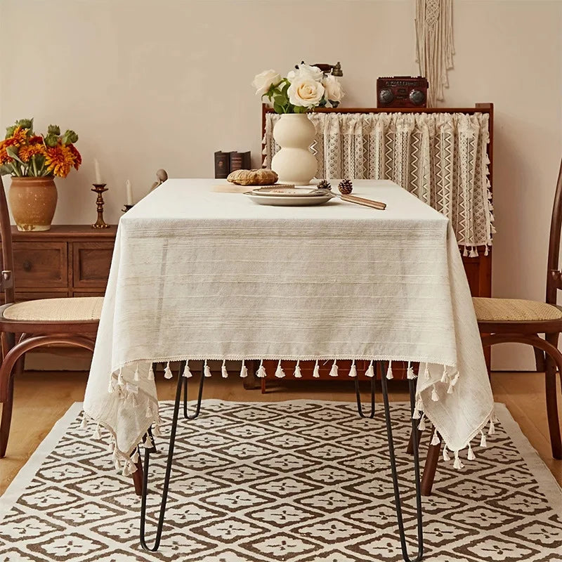Nappe Blanche Rayée Minimaliste Originale