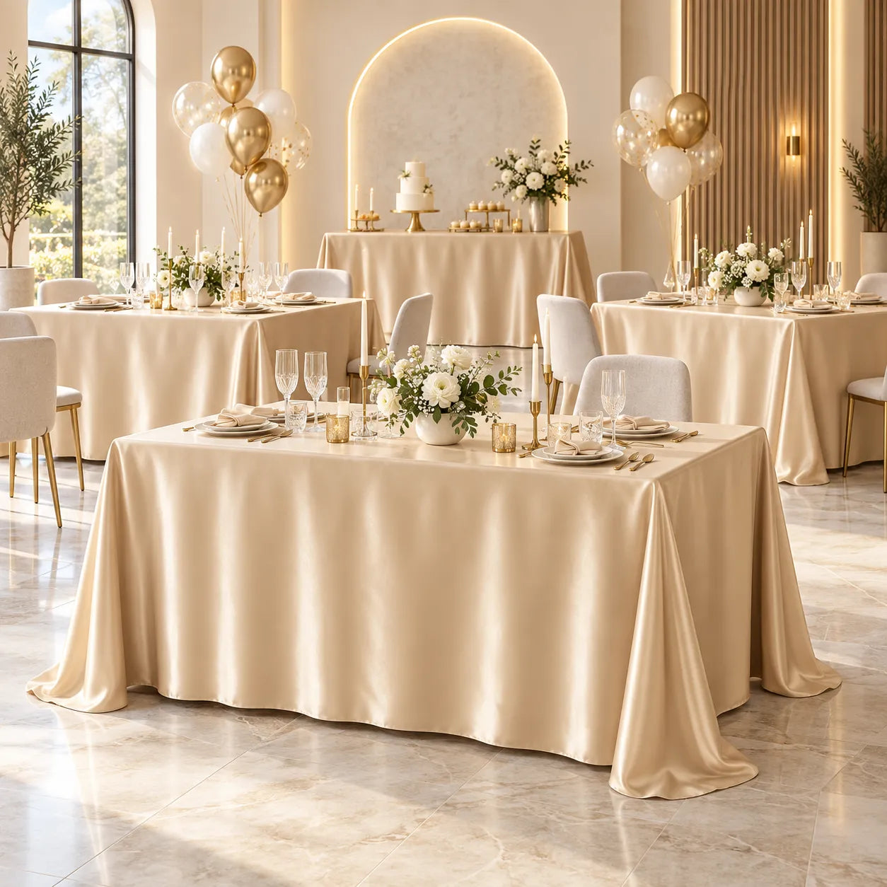 Nappe Champagne en Satin Elégante