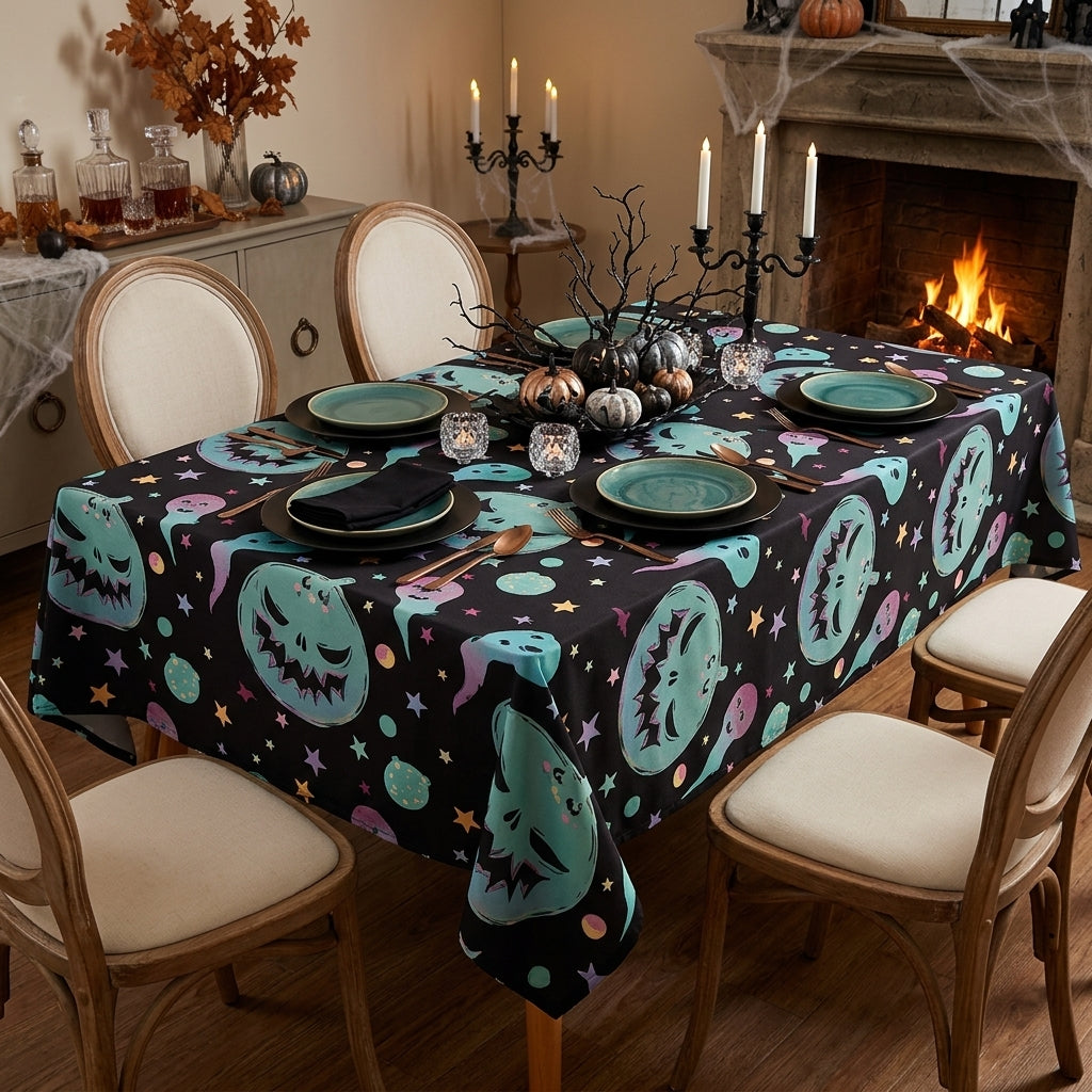 Nappe Noire à Motifs Halloween 