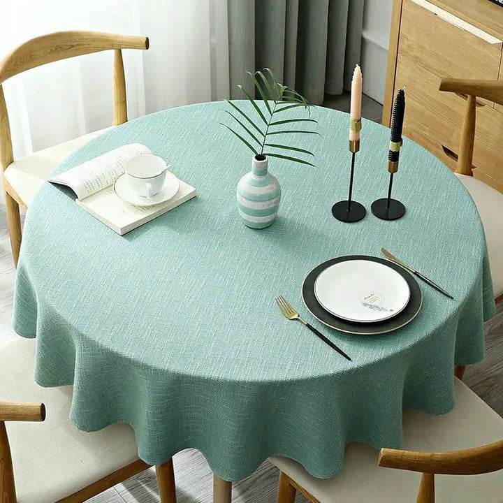 Nappe Ronde Bleu Vert en Lin