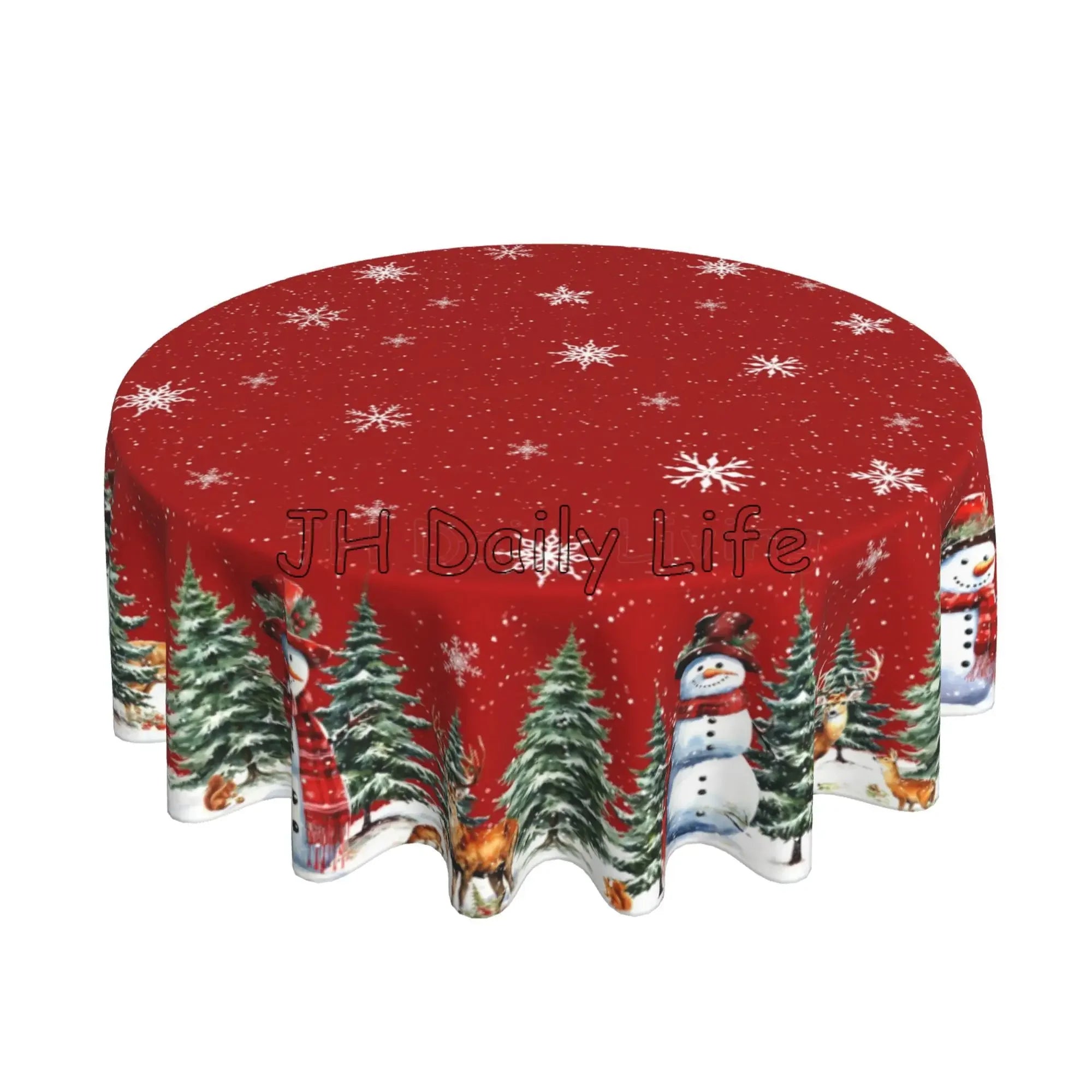 Nappe Ronde de Noël Rouge Festif