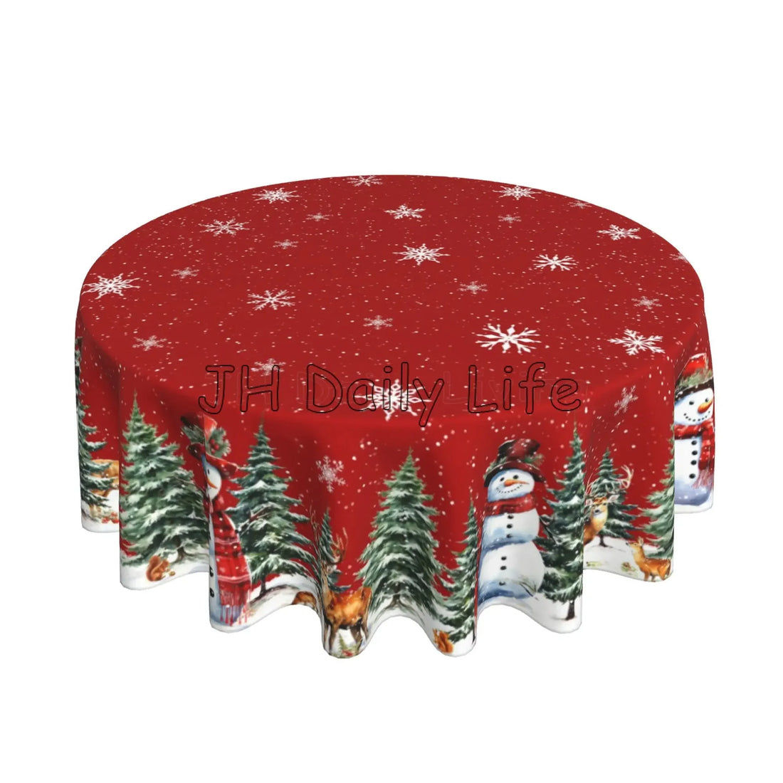 Nappe Ronde de Noël Rouge Festif